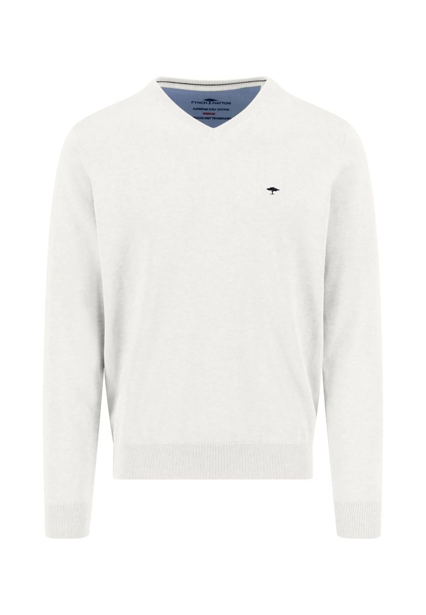 Klassischer Baumwollpullover mit V-Ausschnitt