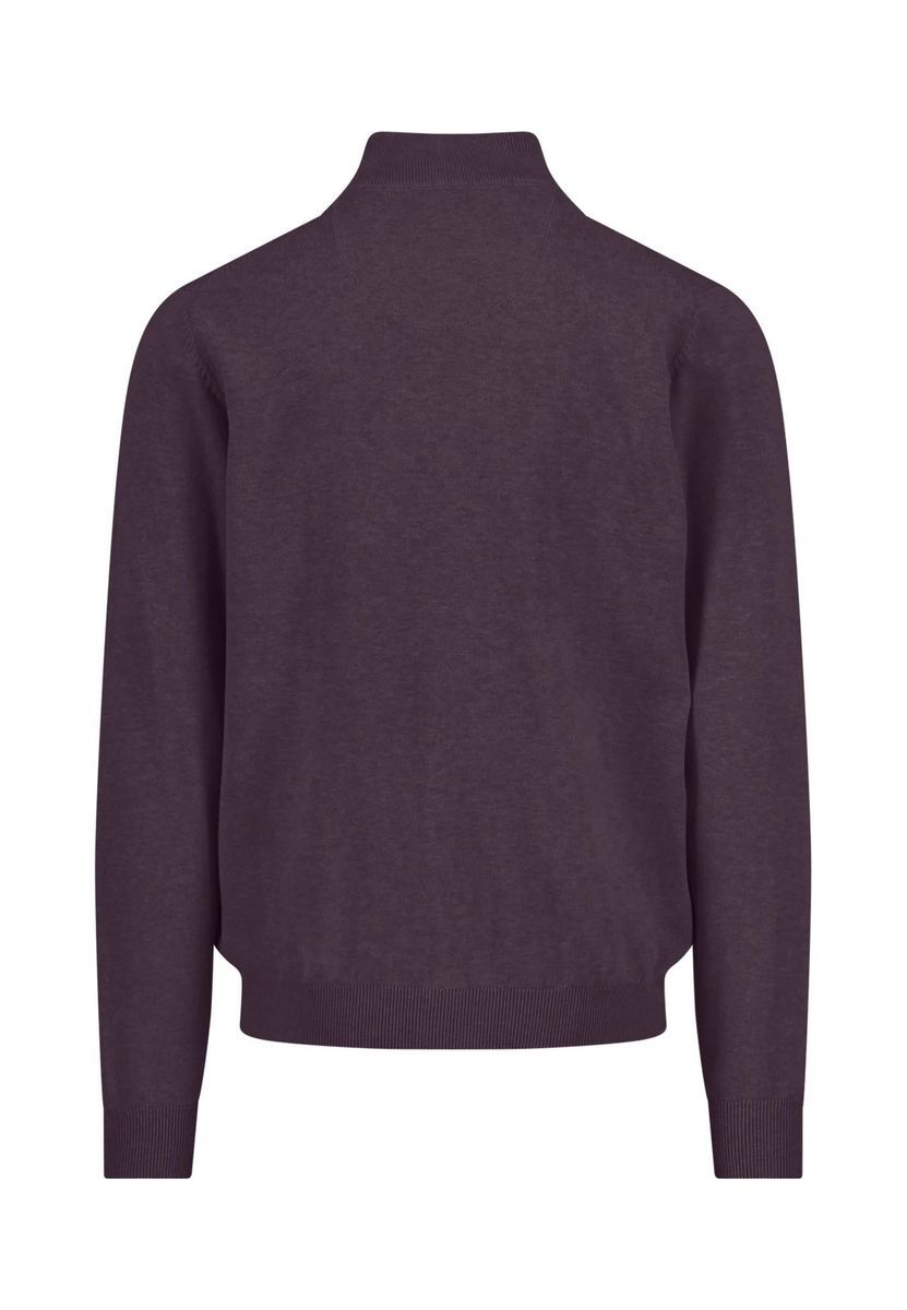 Herren Aubergine Viertelreißverschluss Pullover