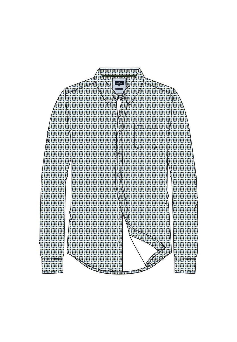 Gemustertes Langarm-Hemd mit Button-Down-Kragen