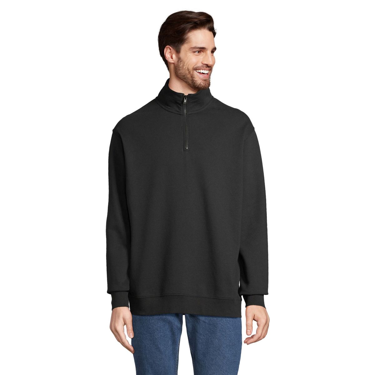 Minimalistisches Quarter-Zip Baumwoll-Sweatshirt
