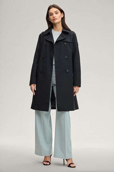 CINQUE Cindy Schwarzer Trenchcoat Klassisch Zweireihig Gürtel