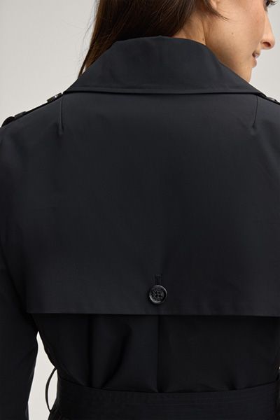 CINQUE Cindy Schwarzer Trenchcoat Klassisch Zweireihig Gürtel