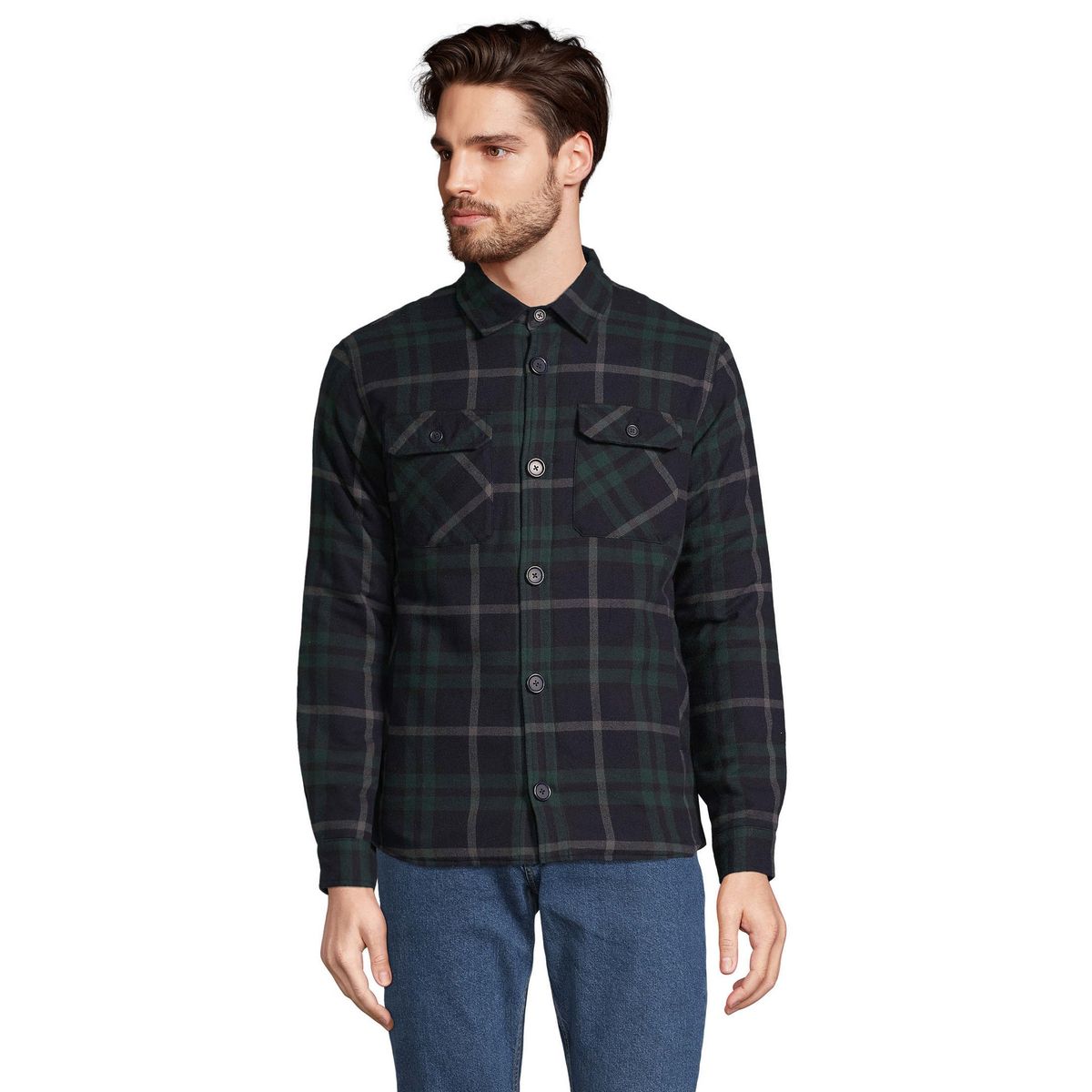 Gesteppte Flanell-Hemdjacke mit Karomuster