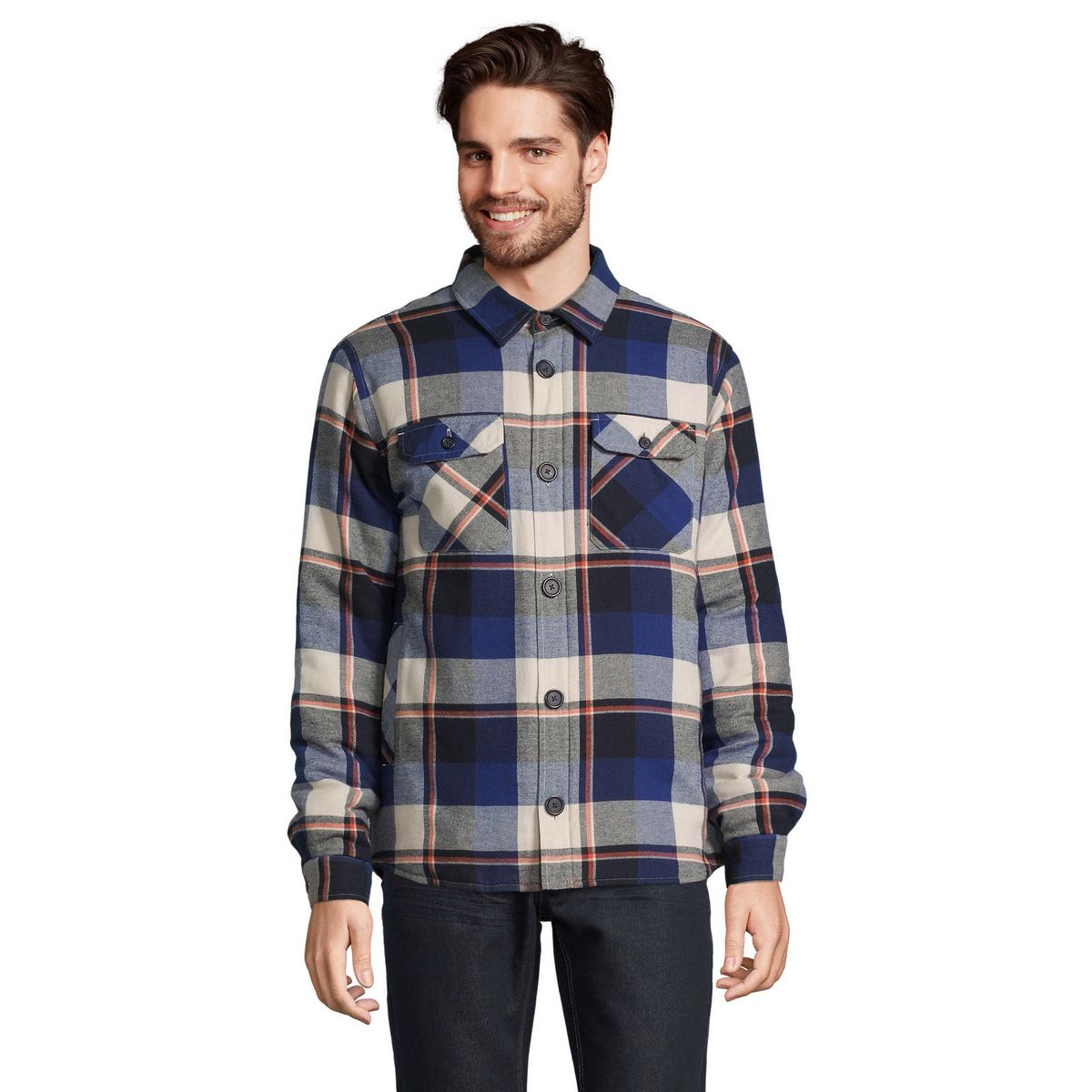 Wattierte Flanell-Hemdjacke aus Baumwolle