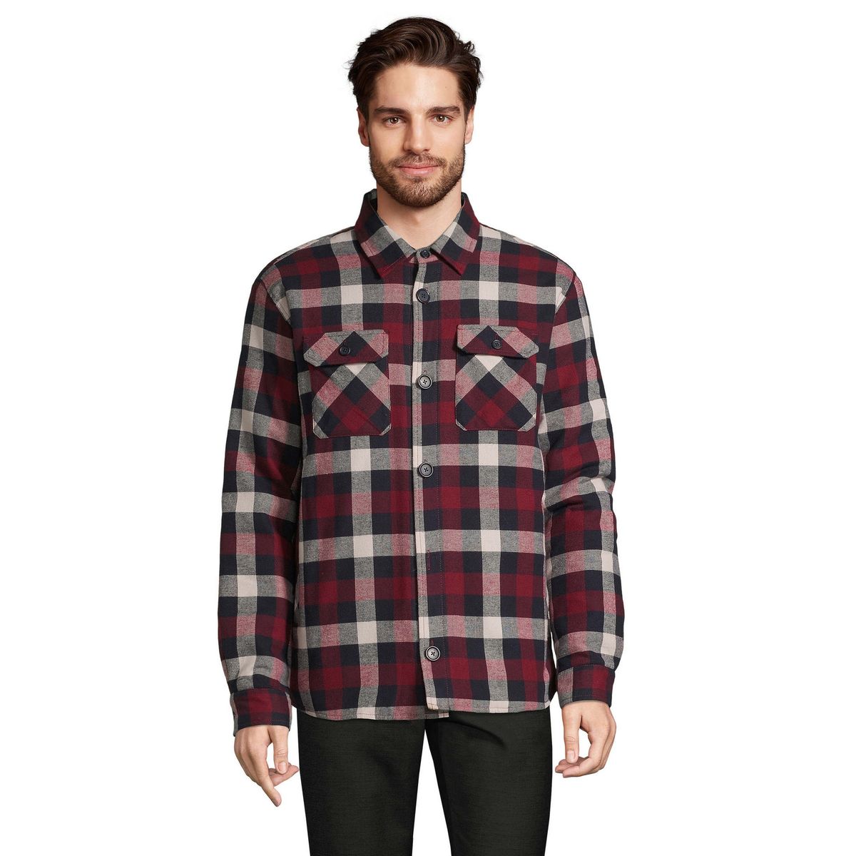 Gesteppte Flanell-Hemdjacke mit Karomuster