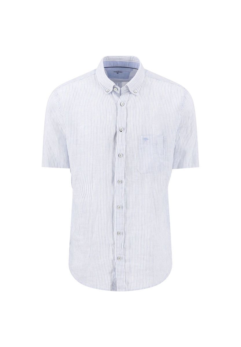 Gestreiftes Leinen Kurzarmhemd