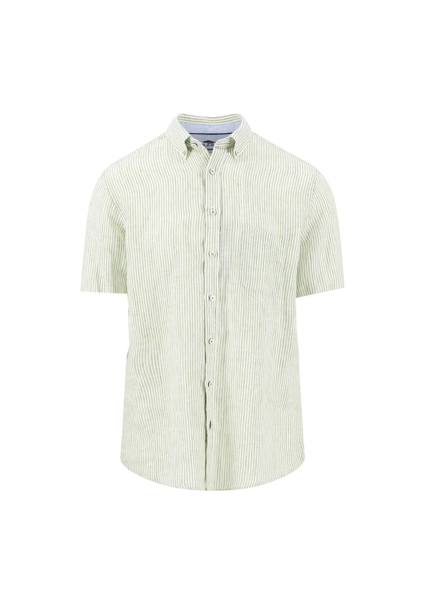 Gestreiftes Leinen Kurzarm Freizeit Hemd