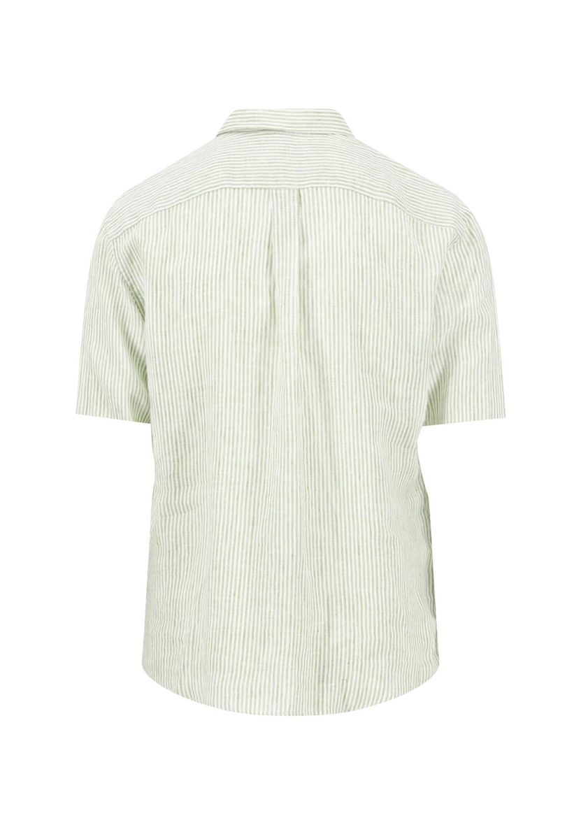 Gestreiftes Leinen Kurzarm Freizeit Hemd