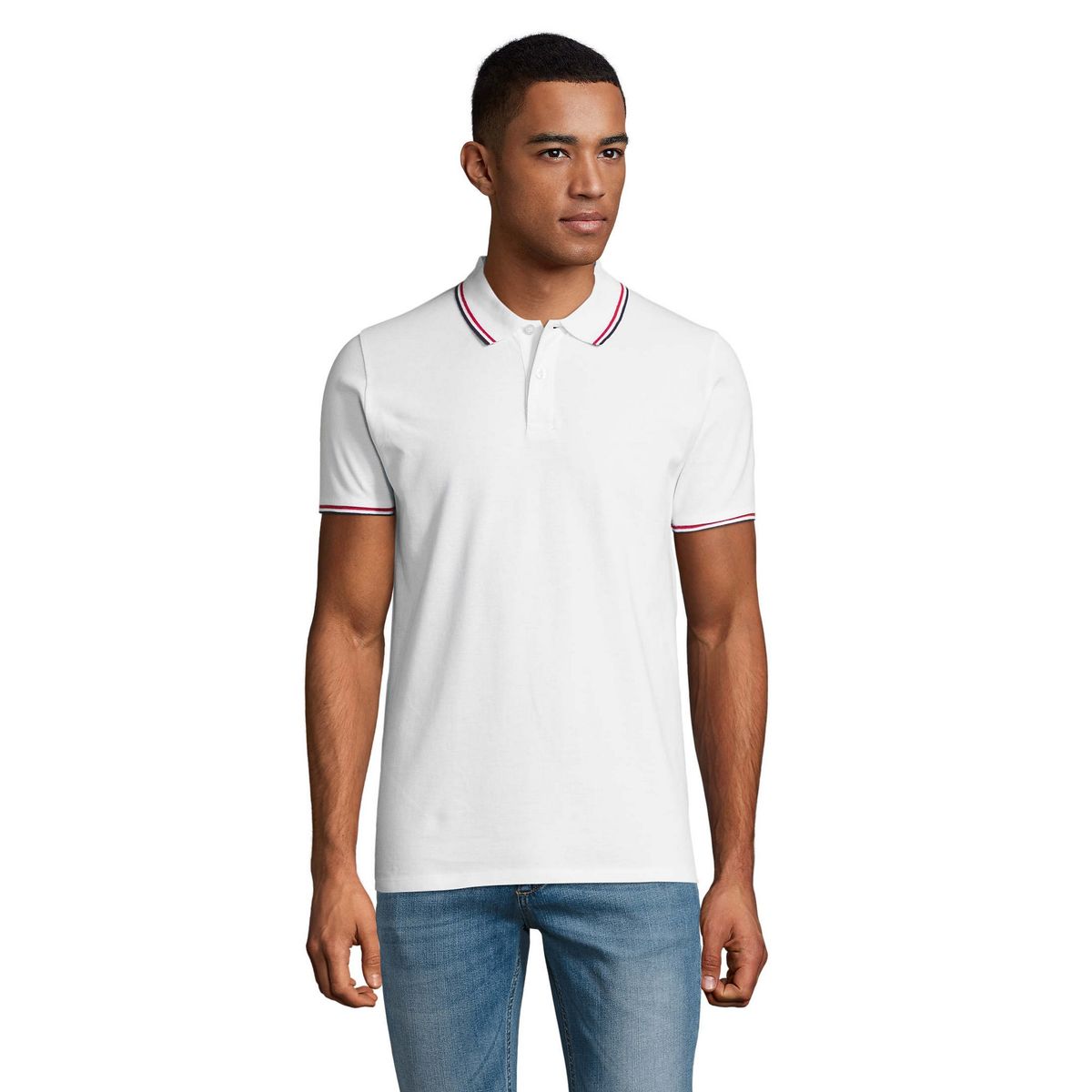 Piqué-Poloshirt mit Kontraststreifen