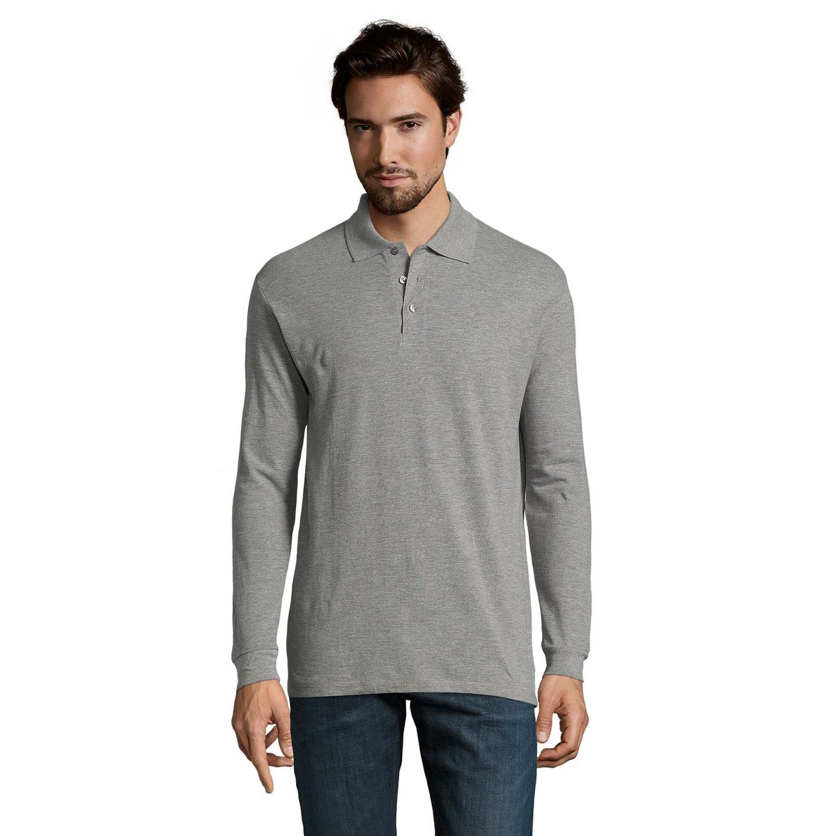 Klassisches Langarm-Piqué-Poloshirt