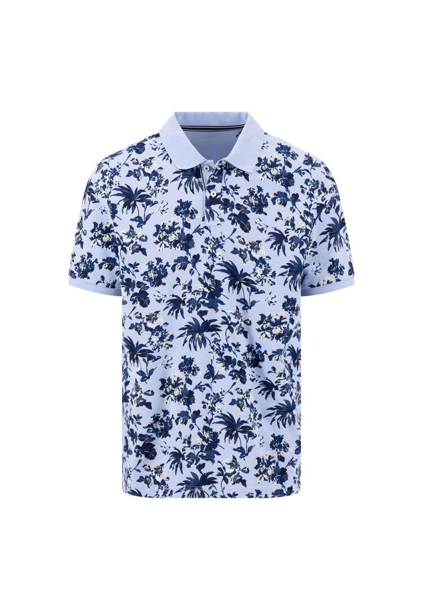 Baumwoll-Polohemd mit Blumendruck