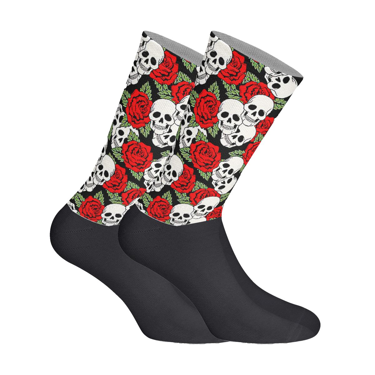 Tattoo-Inspirierter Totenkopf- und Rosen-Print