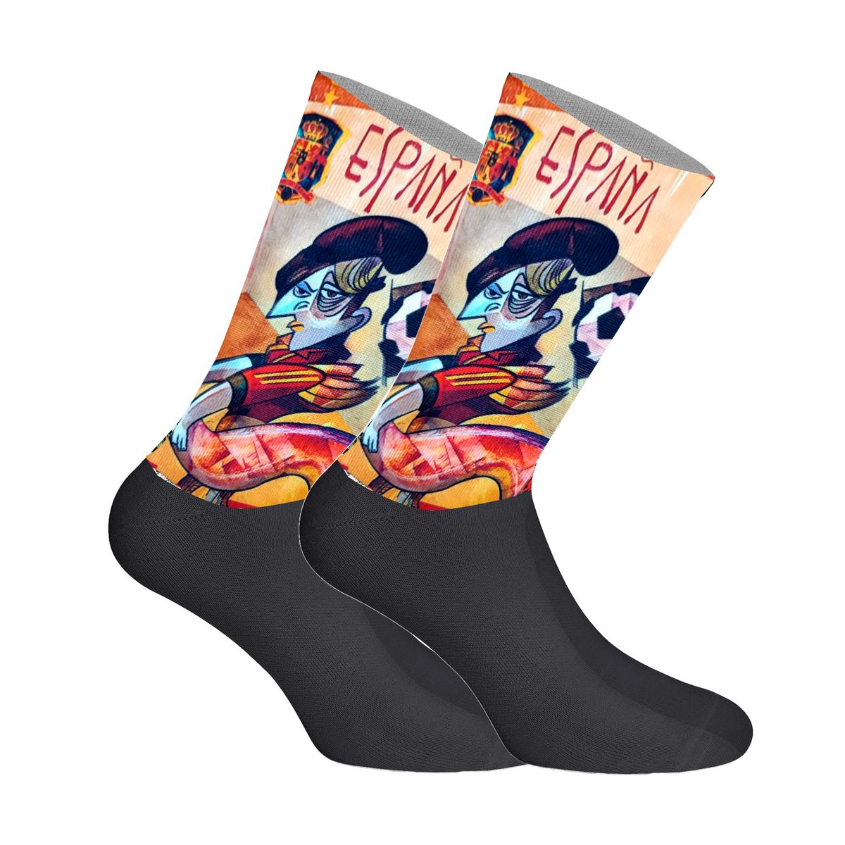 Grafik-Socken mit Spanien-Motiv