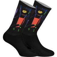 Socken mit Porträtdruck im Neon-Stil