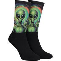 Bedruckte Socken mit Alien-Friedenszeichen