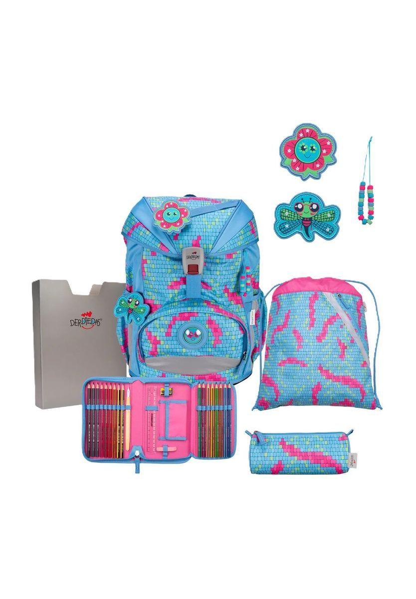 Kinder Schulranzen Set blaues Muster