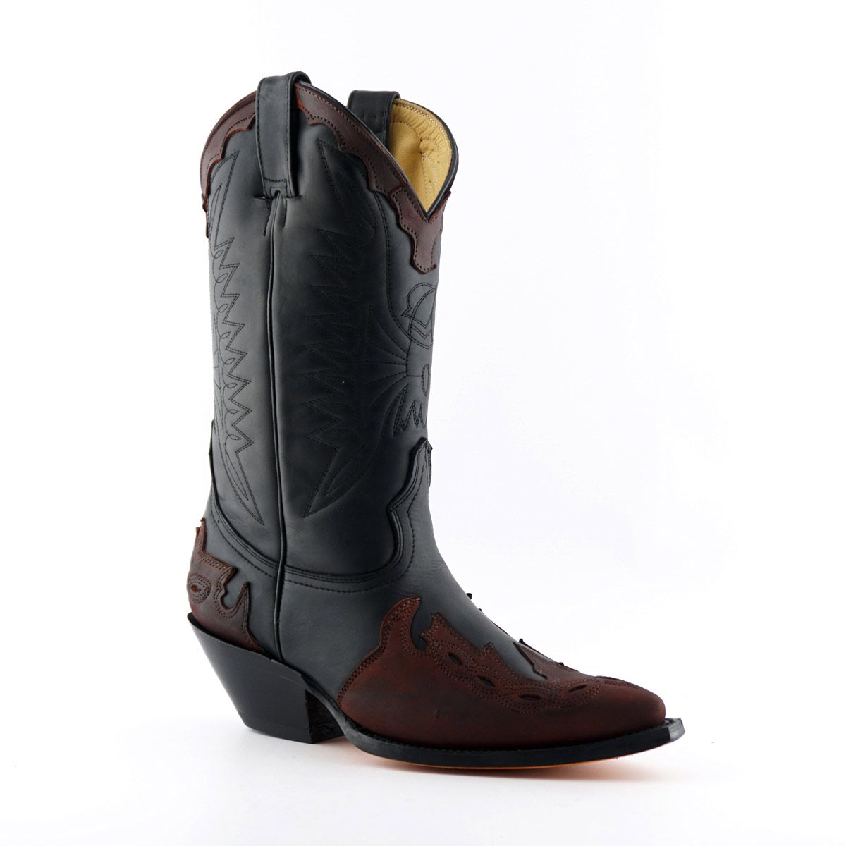 Zweifarbige Western-Cowboystiefel aus Leder