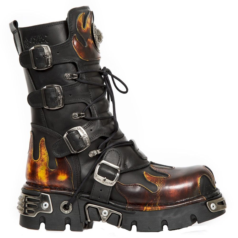 Gothic-Plateaustiefel mit Flammen-Akzenten