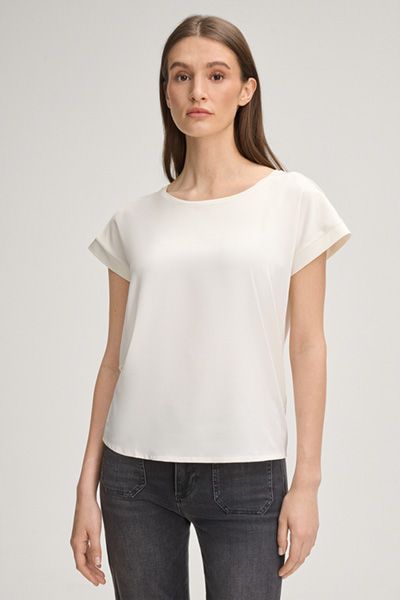 Marc Cain Taila Ecru T-Shirt Satin Jersey Monochrom Design