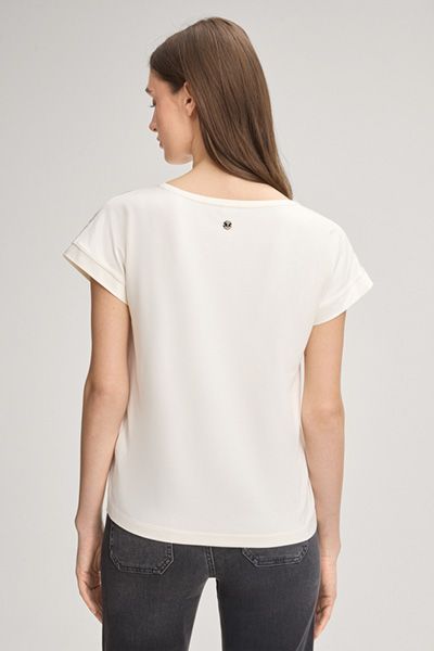 Marc Cain Taila Ecru T-Shirt Satin Jersey Monochrom Design