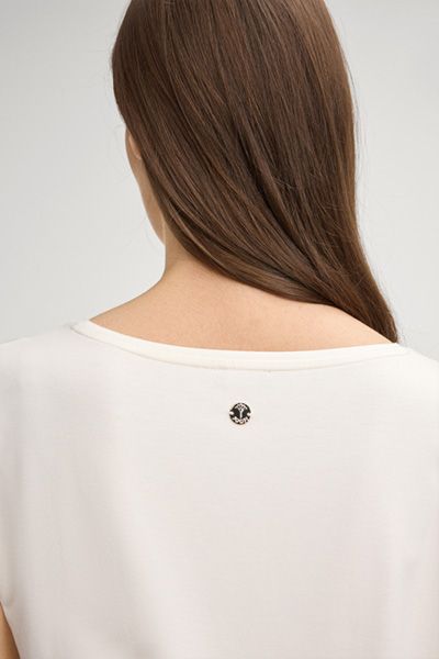 Marc Cain Taila Ecru T-Shirt Satin Jersey Monochrom Design