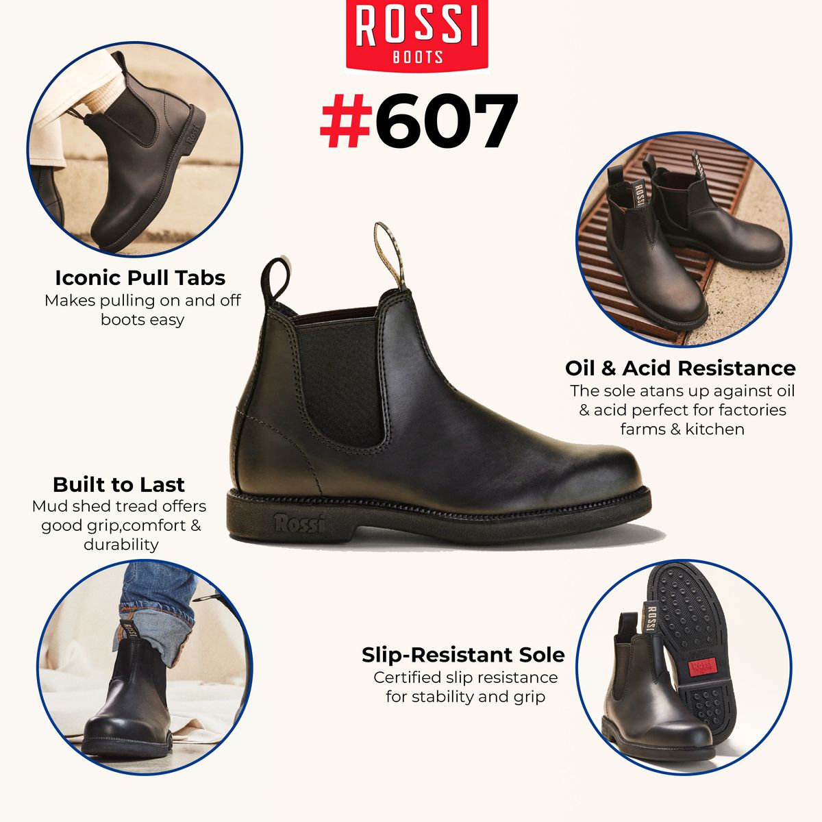 Strapazierfähige Chelsea-Boots aus Leder