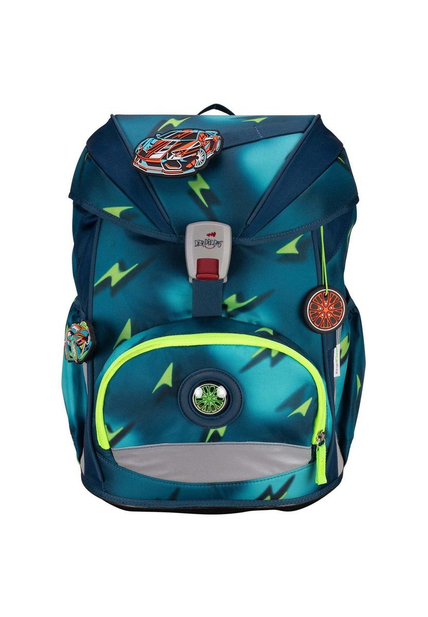 Kinder Schulrucksack Set Grün Blitz