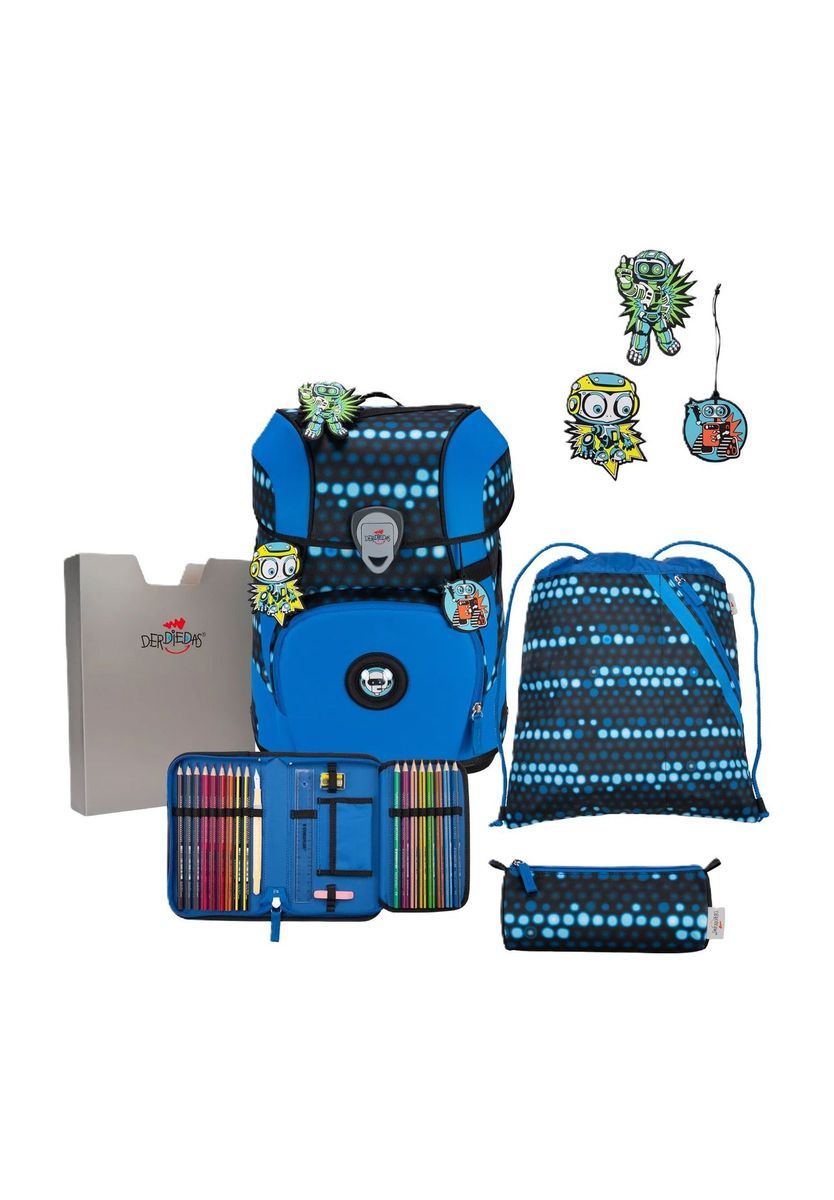 DerDieDas® Schulranzen, 8-teilig, gepolstert, blau, 99