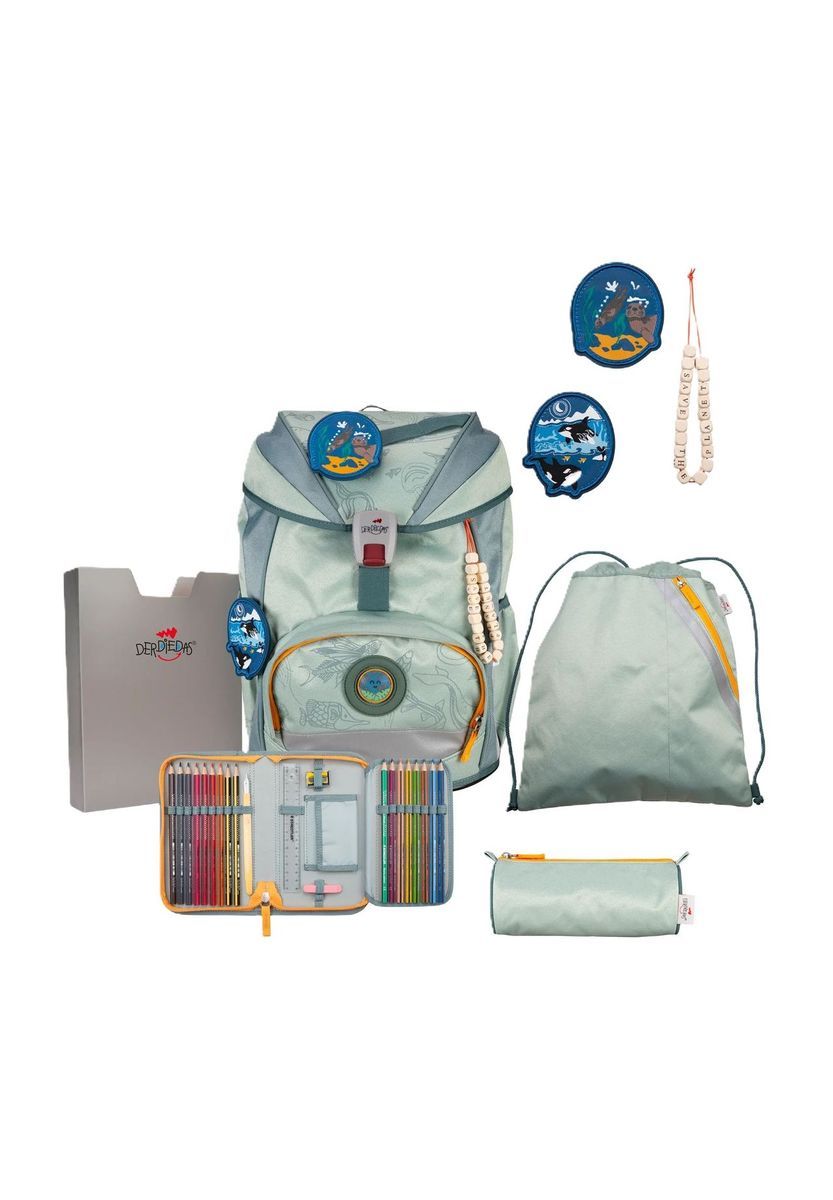 Grünes Leichtes Schulrucksack-Set