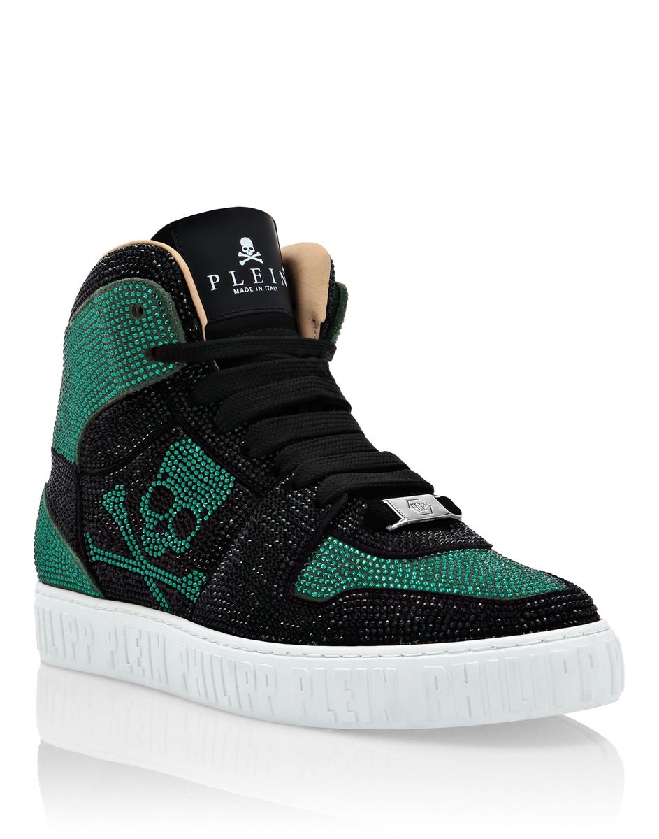 Hochwertige High-Top-Sneaker mit Strassbesatz