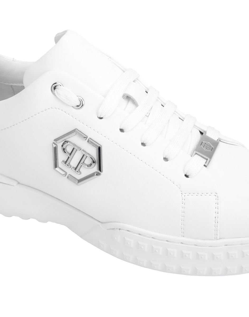 Leder-Sneaker mit Hexagon-Logo