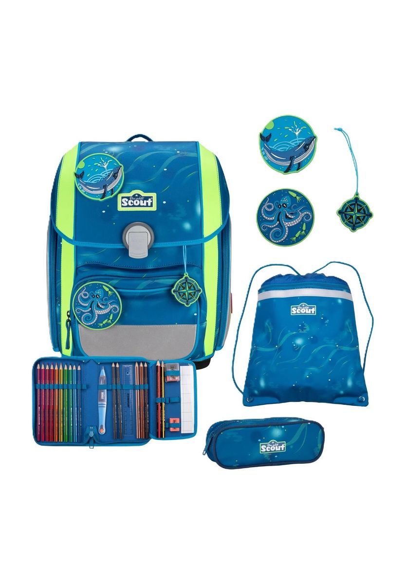 Blaues Schulrucksack-Set für Kinder