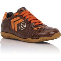 Leder-Sneaker mit Krokoprägung