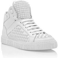 Leder-Sneaker mit Nietenbesatz