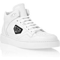 Polierte Leder Mid-Top-Sneaker