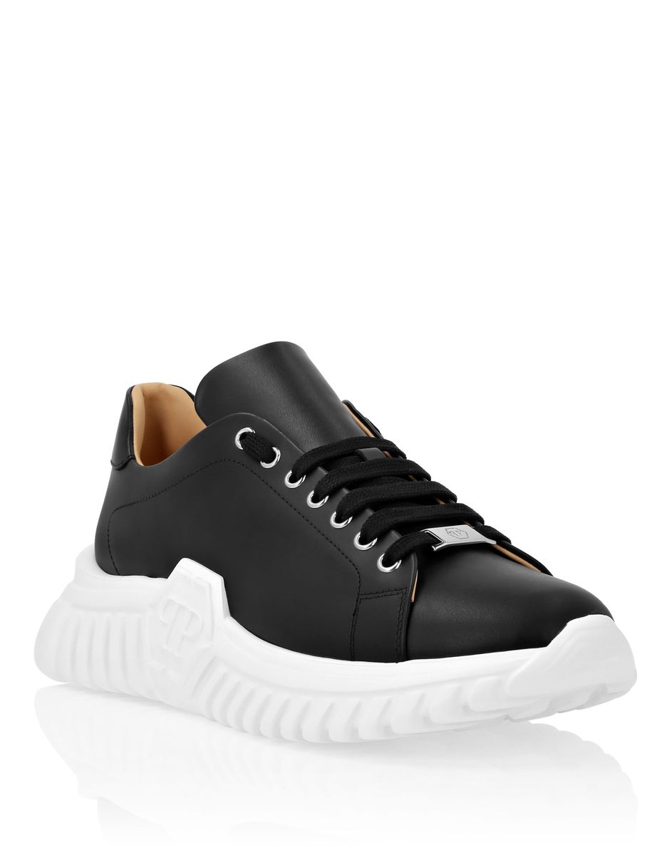Leder-Sneaker mit Plateausohle