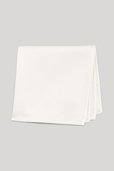 Einfarbiges ecrufarbenes Einstecktuch mit subtilem Muster, formelles Herrenaccessoire