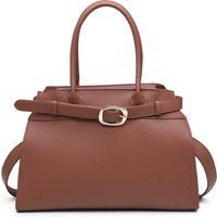 Trapez-Handtasche mit Schnallendetail und Struktur