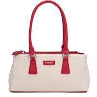 Strukturierte Canvas-Handtasche mit Besatz