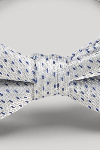 JOOP! Vorgebundene Fliege Ecru und Hellblau Gemustert Verstellbar