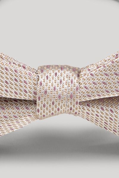 Joop! Fliege in Ecru und Rosé gemustertem, vorgebundenem Design