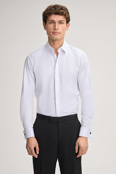 Klassisches weißes Stretch-Baumwoll-Abendhemd
