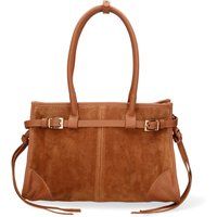 Schultertasche aus Wildleder mit Schnallen