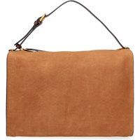 Strukturierte minimalistische Wildleder-Schultertasche