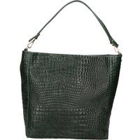 Schultertasche aus Leder mit Kroko-Prägung
