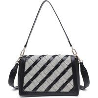 Monochrom gewebte Schultertasche mit Klappe
