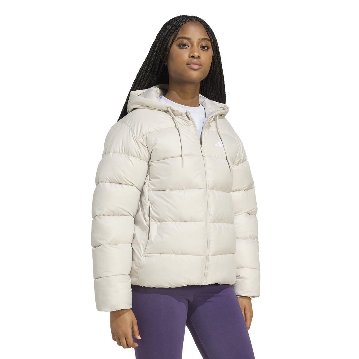 adidas Steppjacke, Essentials CLIMAWARM, Kapuze, für Damen, weiß, XS