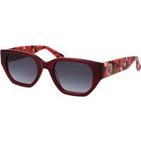 Geometrische Acetat-Sonnenbrille mit Blumenmuster-Bügeln
