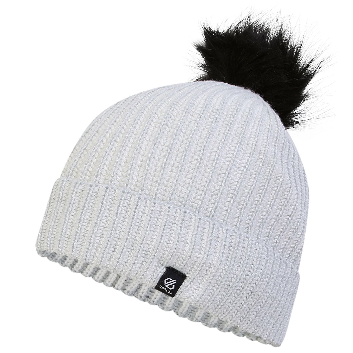 Gerippte Strickmütze mit Bommel