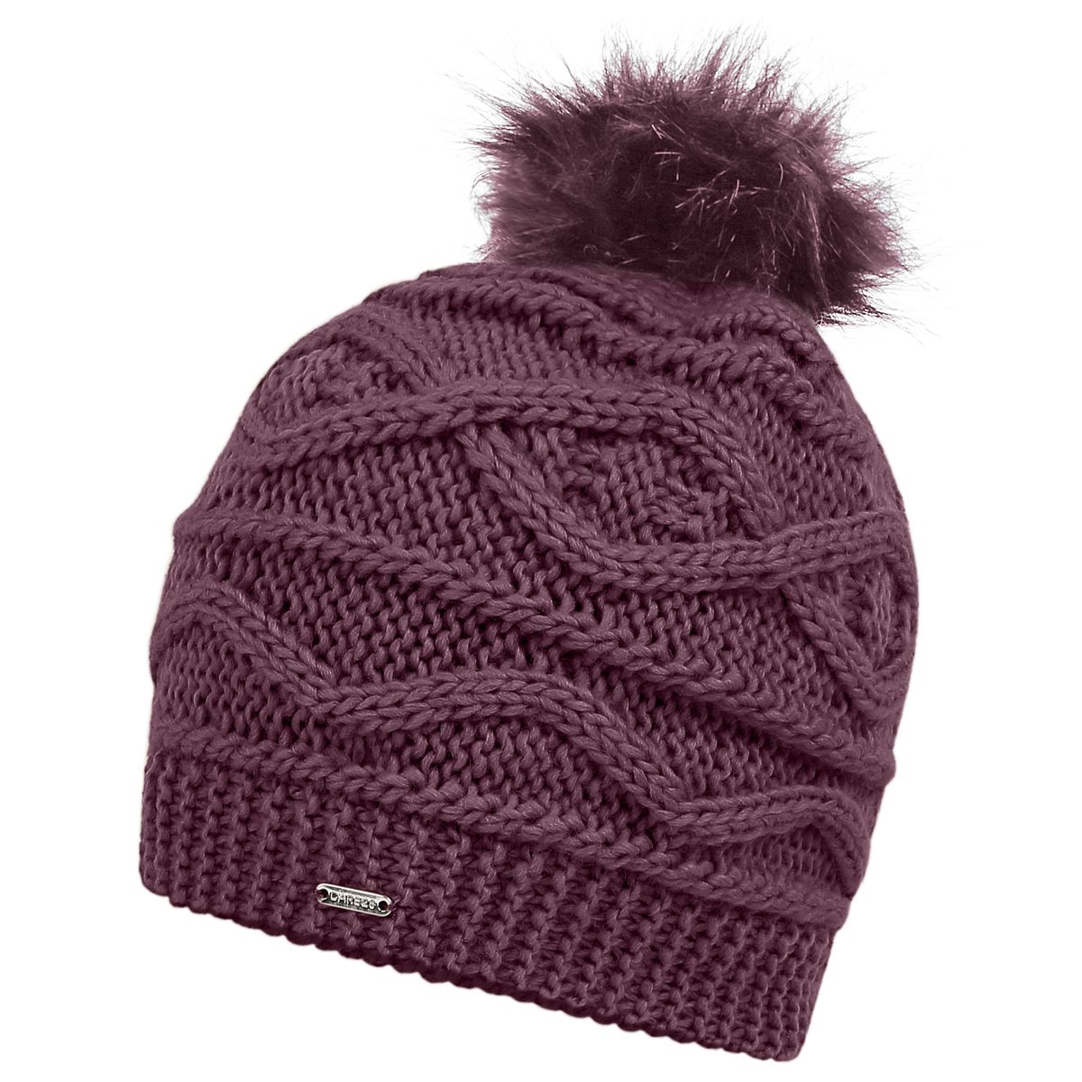 Zopfstrickmütze mit Bommel